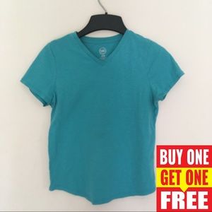 blue v neck kids shirt